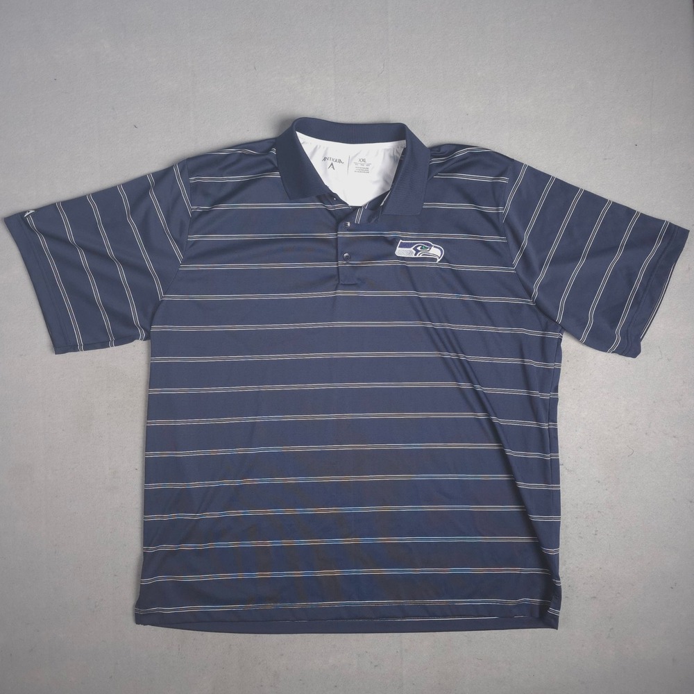 Antigua XXL Seattle Seahawks‎ Polo Shirt Striped Golf Athletic Sport